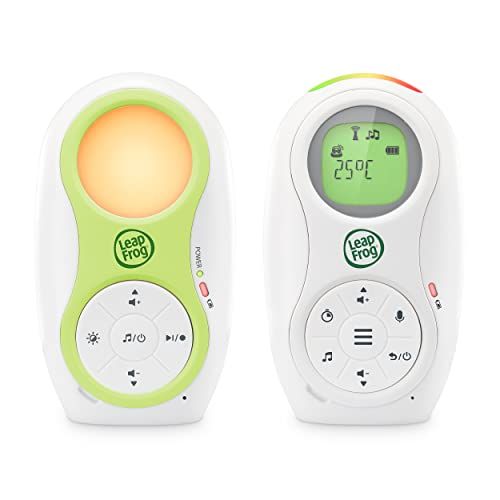 Leapfrog LF80 audio-babyfoon - met twee batterijen, temperatuursensor, herinneringsfunctie, geluidsindicator, veilige melding, lang bereik, nachtlicht, stemopname