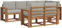 vidaXL Hoek loungeset 7 zitplaatsen Acacia hout Naturel en lichtgrijs