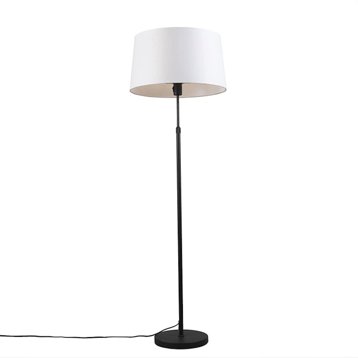 QAZQA Vloerlamp Parte zwart met witte kap