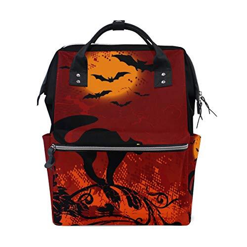 MONTOJ Halloween Kat Patroon Canvas Rugzak Reizen Campus Rugzak