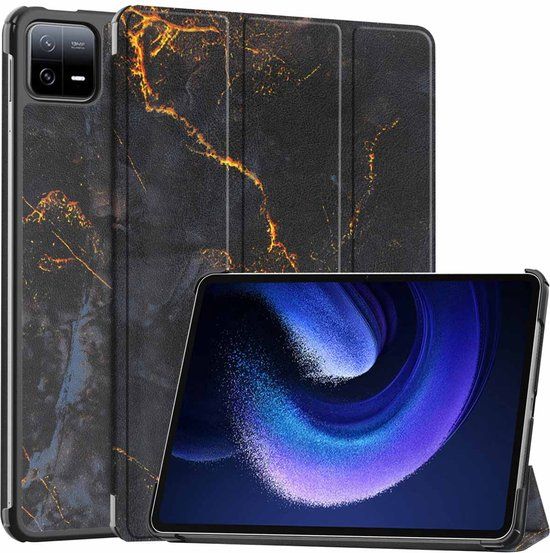 iMoshion Tablet Hoes voor Xiaomi Pad 6 Pro / Pad 6 - 11 inch - Book Case - Zwart / Black Marble