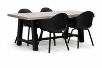Lesliliving Bol Tuinstoel Montreux zwart/zwart met cento tafel 180 cm