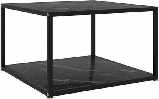 vidaXL Salontafel 60x60x35 cm gehard glas zwart