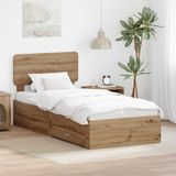 vidaXL Bedframe met lade Artisan Eiken 90 x 190 cm Bewerkt hout