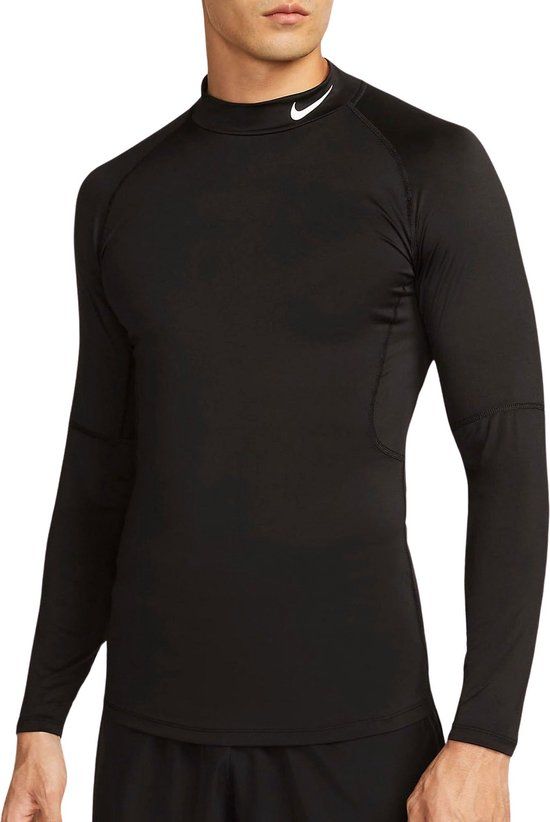 Nike Pro Dri-FIT Mock LS Shirt Heren - Zwart - Maat L
