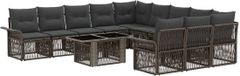 vidaXL Tuinbank - Set - 2 zitplekken - Grijs - Polyrattan