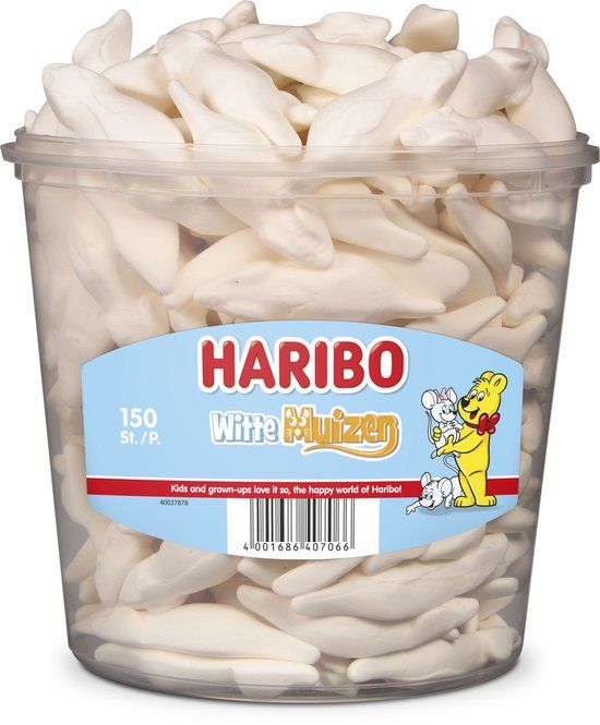 Haribo Witte Muizen - Snoep - Silo - 150 stuks - 1050g
