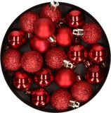 Cosy & Trendy Kerstballen mini - 60x - rood - D3 cm - kunststof