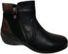 Helioform Dames Enkellaars met Twee Ritsen Zwart Leer Wijdte H Extra Breed Maat 41