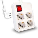 V-TAC Stekkerdoos met kabel 1,5 m 4-voudig 10/16 A Bipasso + Shuko met verlichte schakelaar stopcontact 16 A wit