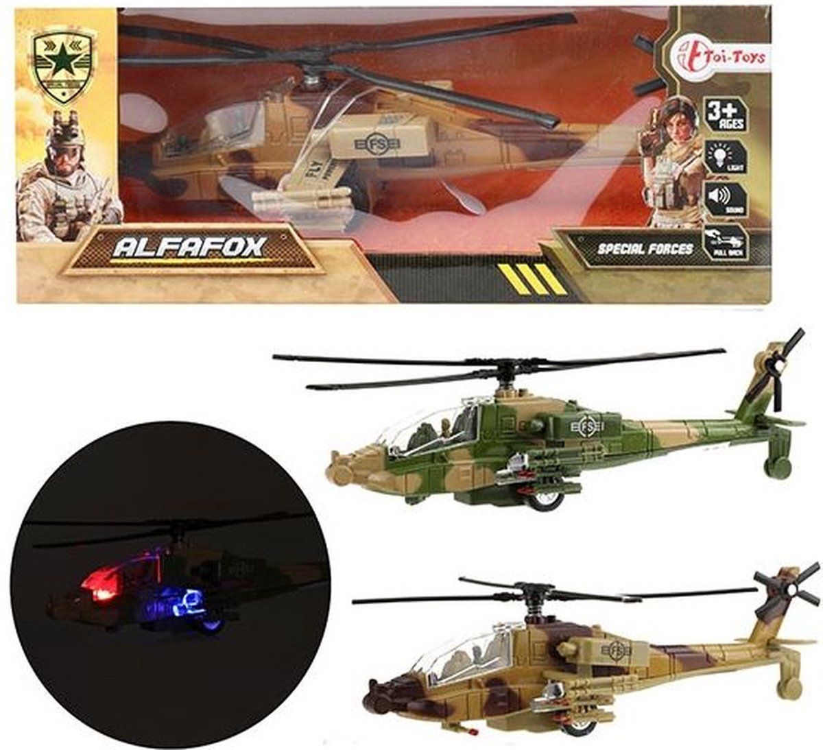 Toi Toys Militaire Helicopter met Licht en Geluid - Groen - Kunststof