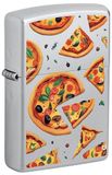 Zippo Stormaansteker - Pizza, Satin Chrome, Color Image - Navulbaar - Herbruikbaar - Winddicht Ontwerp - Geschenkdoos - Made in USA