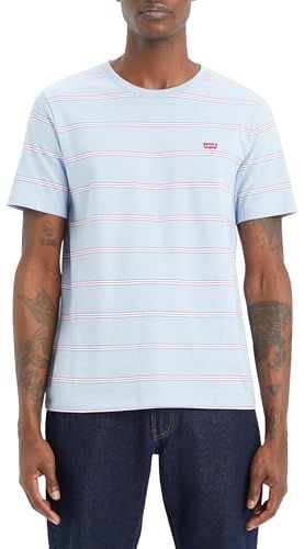 Levi's Men's T-Shirt Ss Original Housemark Tee - Seaside Stripe Soft Chambray Jersey - XS