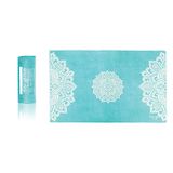 Yoga Design Lab Handdoek | Premium antislip | Kleurrijke Eco Gedrukt + Sneldrogend + Zacht | Hot Yoga, Bikram, Ashtanga, Sport, Barre, Oefening, Reizen (Mandala Turquoise)