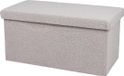 Urban Living Hocker bankje - poef dubbel zits - opbergbox - lichtgrijs - noppen wol look - 76 x 38 x 38 cm - opvouwbaar