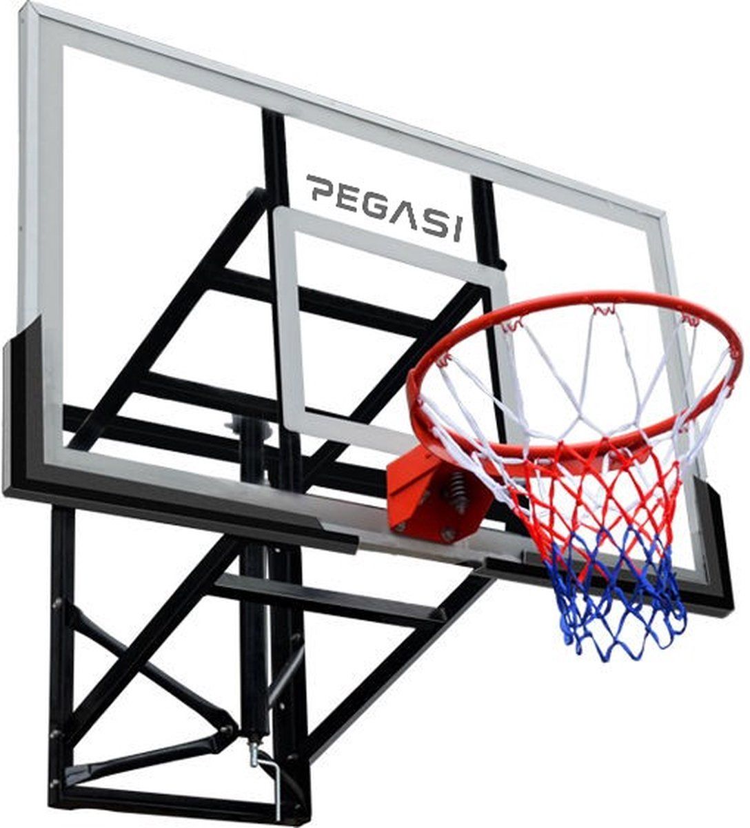 PEGASI basketbalbord Pro 140 x 80 cm - Zwart - Staal - 8720615911134