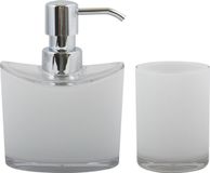 MSV Aveiro Badkamer Set - Zeeppompje en Beker - Kunststof - Wit