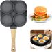 Unyqoos® poêle à œuf au plat en aluminium, avec 4 compartiments, revêtement antiadhésif, manche en bakélite, design ergonomique, adapté à l'induction et au gaz – poêle à omelette et à hamburger