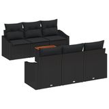 vidaXL Tuinbank - Set - 7 - st - Zwart - poly - rattan