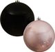 Decoris Kaemingk B.V. 2x stuks grote kerstballen van 20 cm glans van kunststof roze en zwart