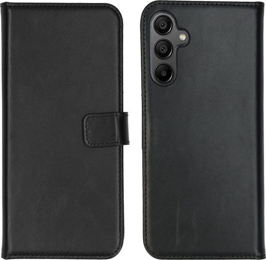 Selencia Book Case for Samsung Galaxy A15 (5G/4G) - Black Leather - Card Holder