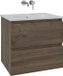 Saniclass Chaci Badkamermeubelset - 60x45x55cm - keramische wastafel glans wit - 1 wasbak - zonder kraangat - 2 lades - mat noten