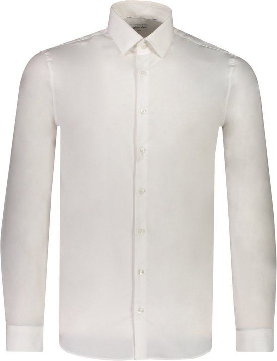 Calvin Klein Slim Fit Overhemd - Popeline - Wit - Maat 43 - Heren