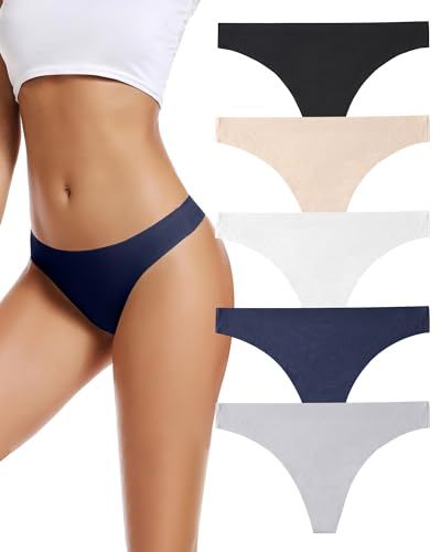 VOENXE Tanga strings voor dames, naadloos, chic, ondergoed, lage taille, niet zichtbaar, multipack met 5 stuks, gesorteerd