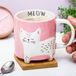Winkee Schattige Kat Mok van Keramiek, Roze/Wit, 500 ml