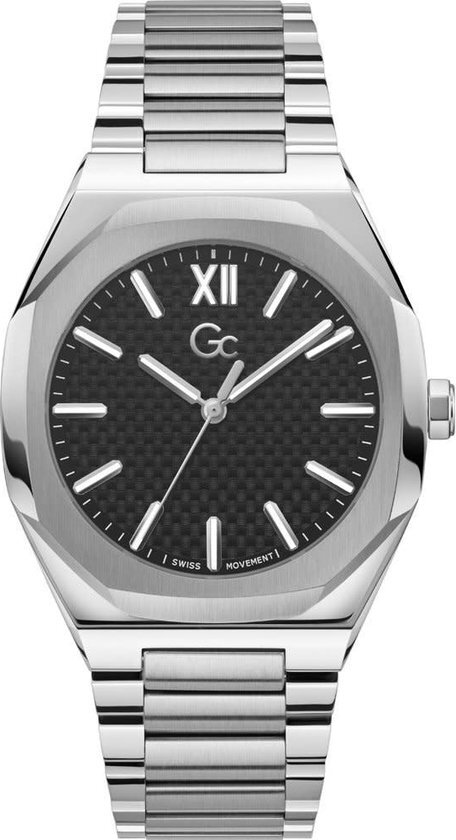 GC Heren Horloge Z26004G2MF Staal Swiss Made Quartz met Zwarte Wijzerplaat