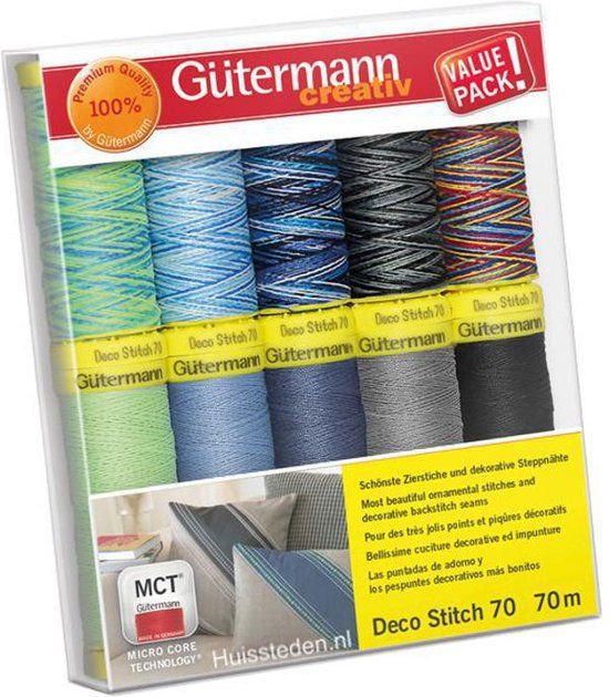 Gutermann Deco Stitch naaigarenset 10 stuks, multi kleuren