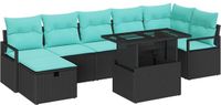 vidaXL - Tuinbank - Set - 2 zitplekken - Zwart - Polyrattan