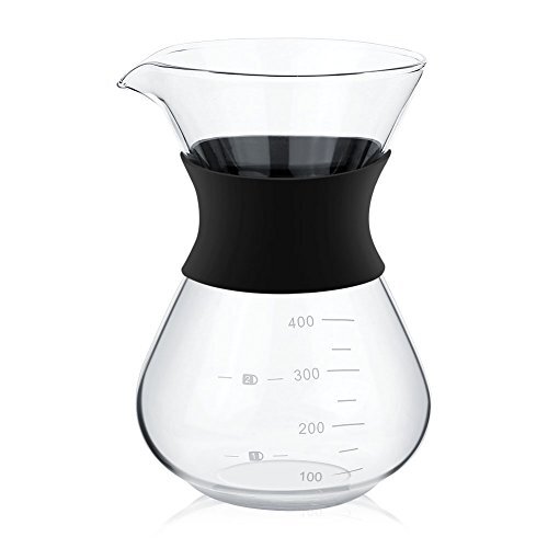 Tosuny Handmatige koffiemachine met handdruppel 400ML Giet over de koffiemachine Brewer glazen pot van borosilicaatglas met roestvrijstalen filter