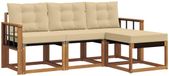 vidaXL Acacia Hout Loungeset Bank 4-delig Natuurlijk en Beige