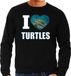 Bellatio Decorations I love turtles Trui met dieren foto van een schildpad zwart voor heren - cadeau sweater schildpadden liefhebber XXL