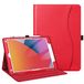 FINTIE Hoesje voor iPad 9e/8e/7e generatie (2021/2020/2019) 26,9 cm - Hoekbescherming] Multi-hoek kijkstandaard Cover met zak en potloodhouder, Auto Sleep Wake, Rood