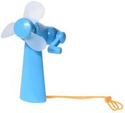 Merkloos Mini ventilator/handventilator - 11 cm - Blauw
