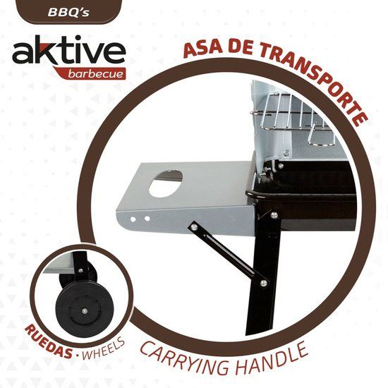Aktive Kolenbarbecue - Zwart - 90x85x32cm - Met Wielen