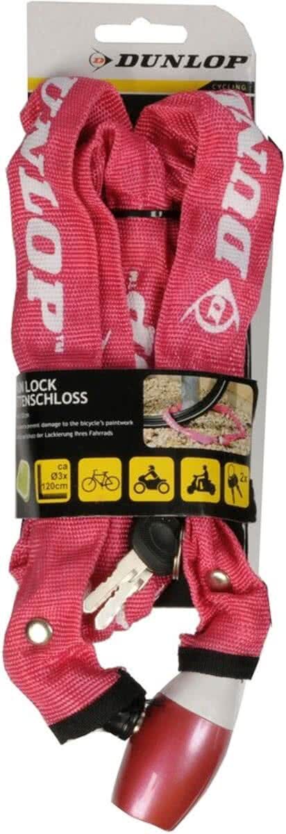 Dunlop Fiets kettingslot roze - fietsslot