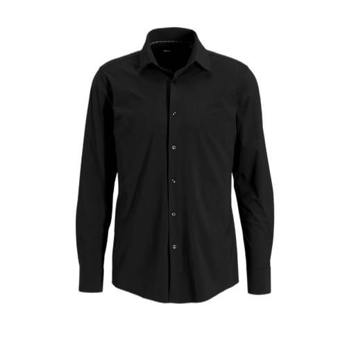 BOSS slim fit overhemd P-HANK black