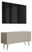 3xE living meuble TV avec façade nervurée, cachemire, pieds biseautés dorés