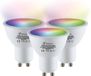 Homeylux Set van 3 GU10 SMART LED Lampen RGBWW Wifi+Bluetooth 5.5 Watt 400lm Dimbaar via App