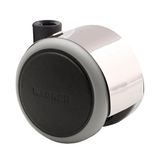 WAGNER 01142401 Design meubelrol/zwenkwiel/dubbele wielen, zacht, diameter Ø 40 mm, bouwhoogte 45 mm, zwart/chroom, draagkracht 35 kg