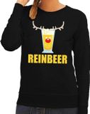 Bellatio Decorations Reinbeer Foute kersttrui Reinbeer - zwart - voor dames - bier - drank - Kersttruien S