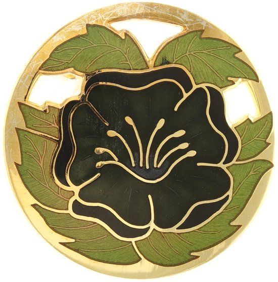 Behave® Broche met bloem zwart - emaille sierspeld - dames