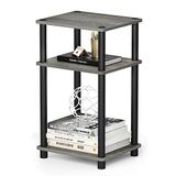 Furinno Just 3-Tier Turn-N-Tube bijzettafel, bijzettafel, nachtkastje, Frans eiken/zwart
