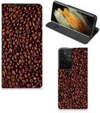 B2Ctelecom Samsung Galaxy S21 Ultra Flip Style Cover Koffiebonen