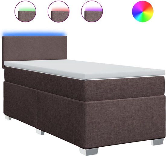 vidaXL Boxspring met matras stof donkerbruin 80x200 cm