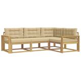 vidaXL Buiten bankenset 3 st Wit en Beige Polyester