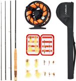 VEVOR Vliegvisset, Im7 Carbon Vliegvishengel en -Molen, Startersset met Hengeltas, Tacklebox en 6 Korte en 4 Lange Vliegvishaken, Ideaal voor Op Reis en Vakantie
